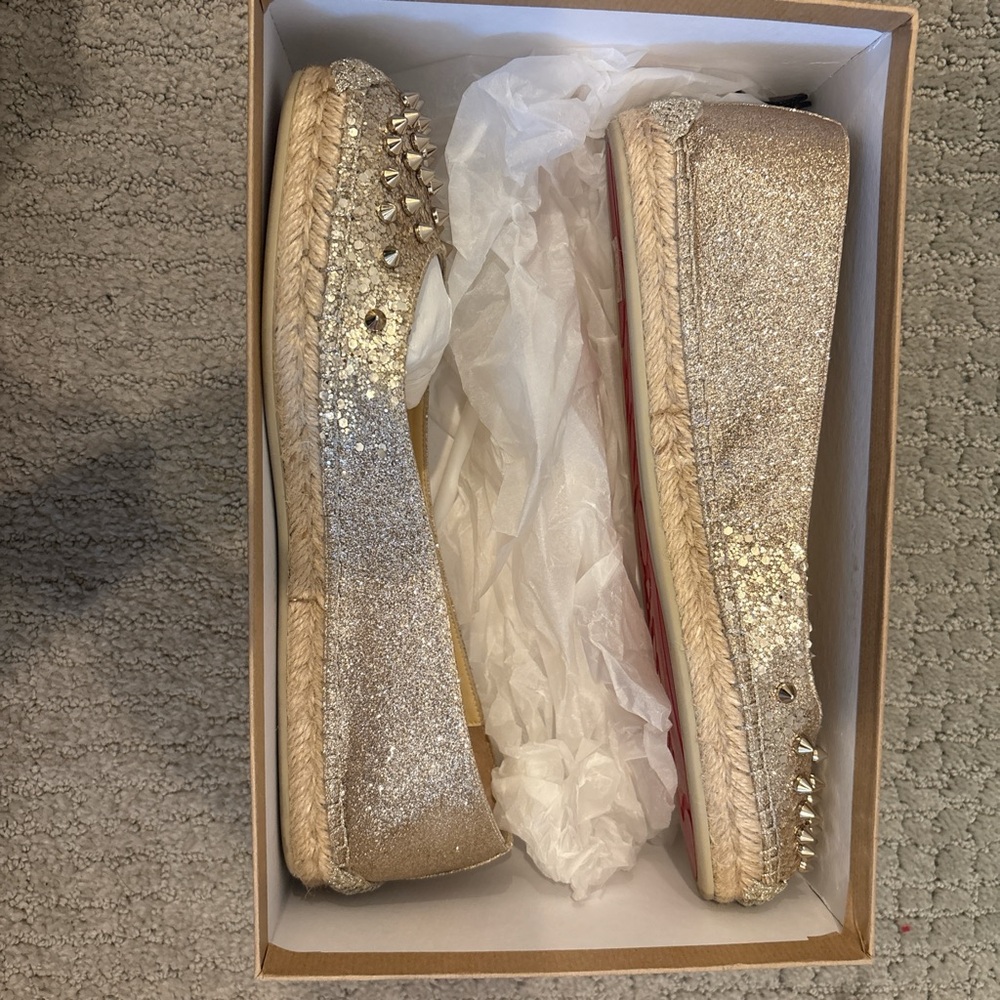 Christian Louboutin Gold Glitter Espadrilles